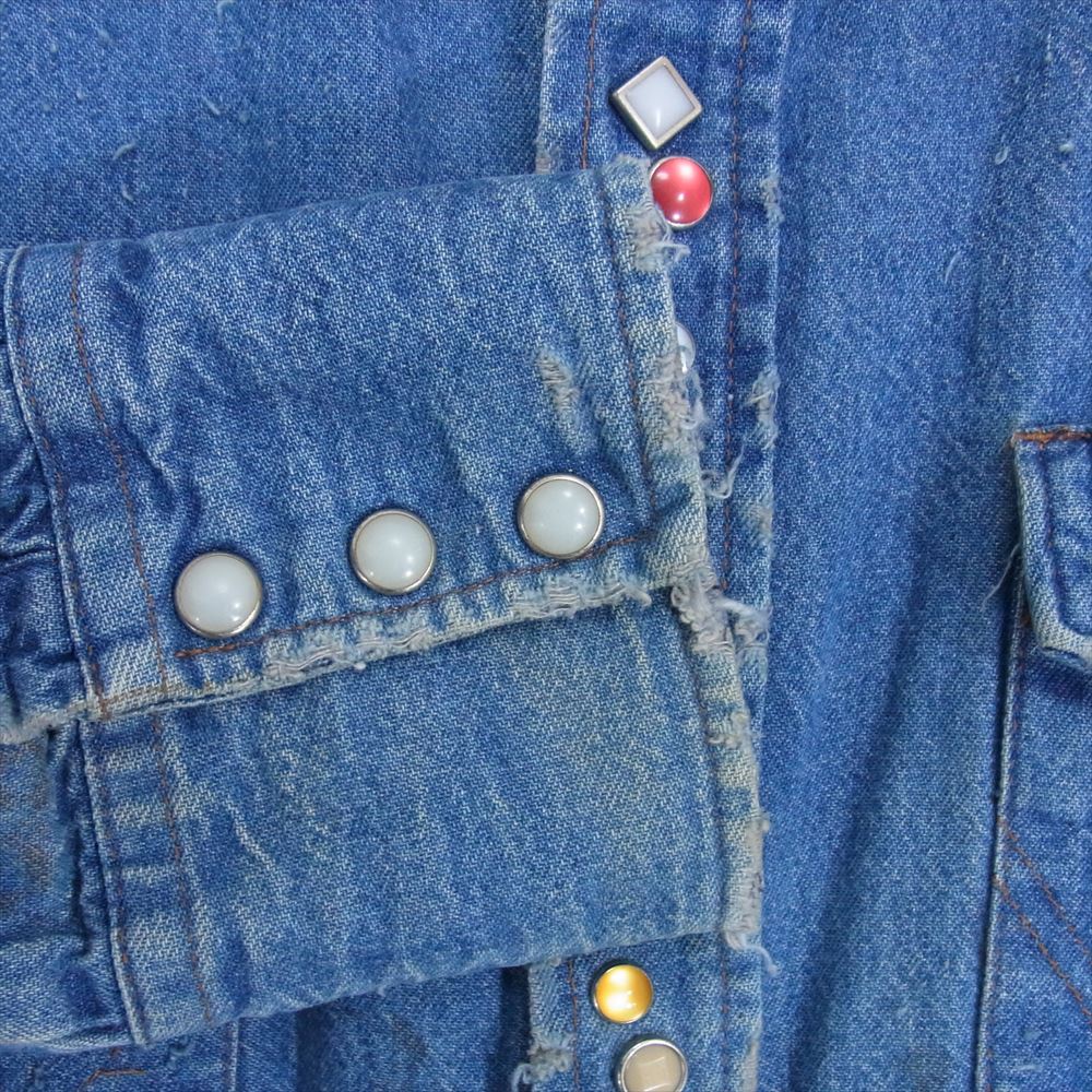 セブンバイセブン 16SS SS2016-7X7RWS REWORK WESTERN SHIRTS リワーク ウエスタン シャツ デニム ダメージ加工 インディゴブルー系 S【中古】