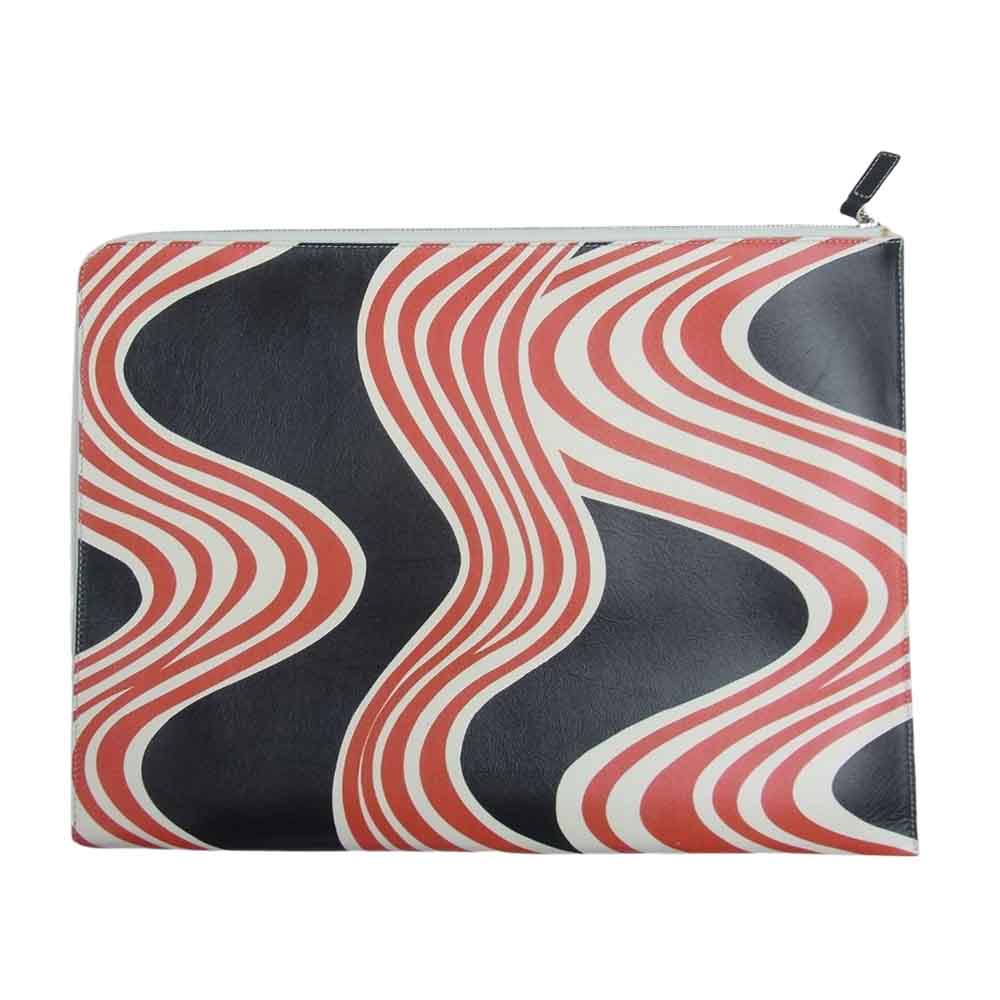 RAF SIMONS ラフシモンズ 15SS document holder sea wave 総柄 クラッチバッグ ホワイト系【美品】【中古】