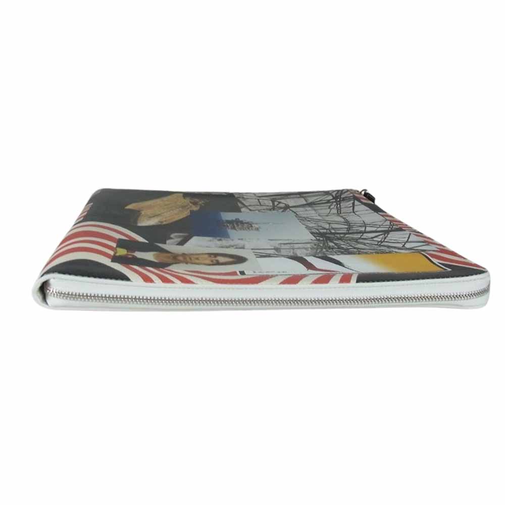 RAF SIMONS ラフシモンズ 15SS document holder sea wave 総柄 クラッチバッグ ホワイト系【美品】【中古】