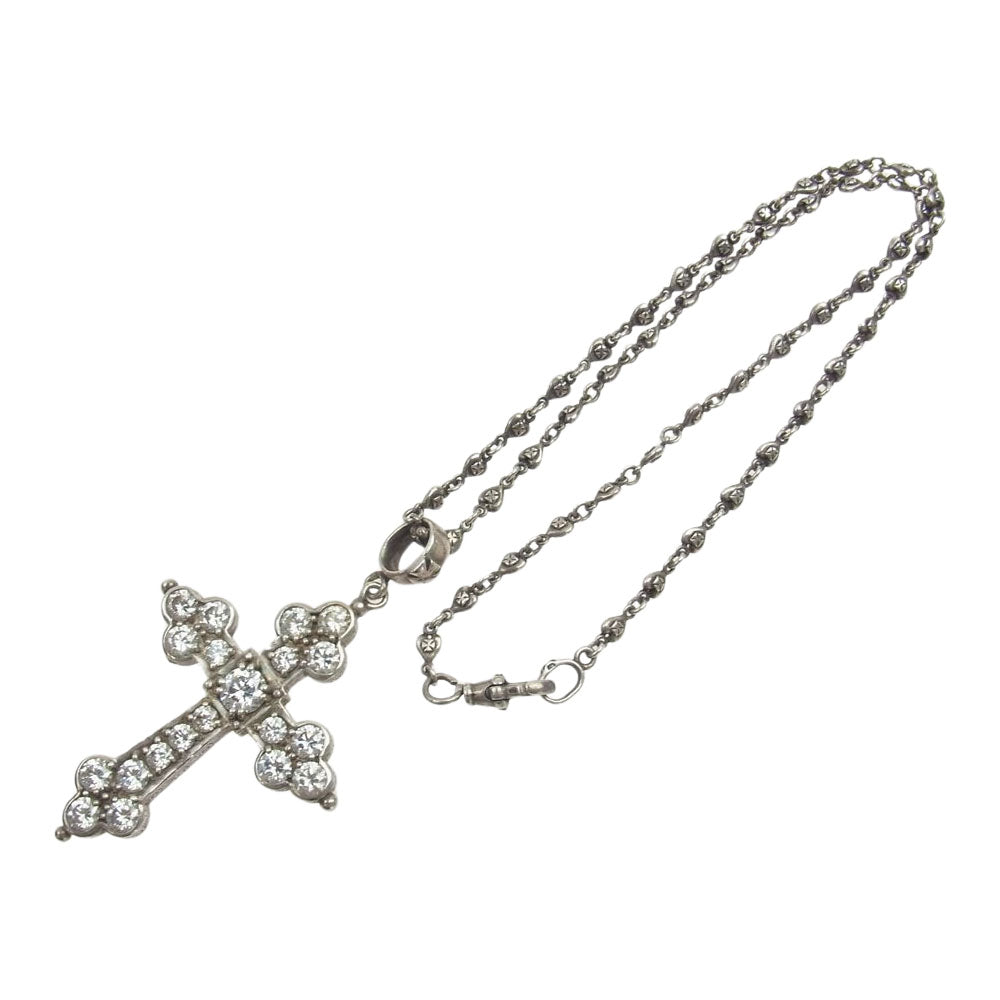 Loree Rodkin ローリーロドキン 販売証明書付 GIANT GOTHIC CROSS ジャイアント ゴシック クロス ペンダント トップ TINY HEART CROSS LINK CHAIN タイニー ハート クロス リンク チェーン シルバー系【中古】