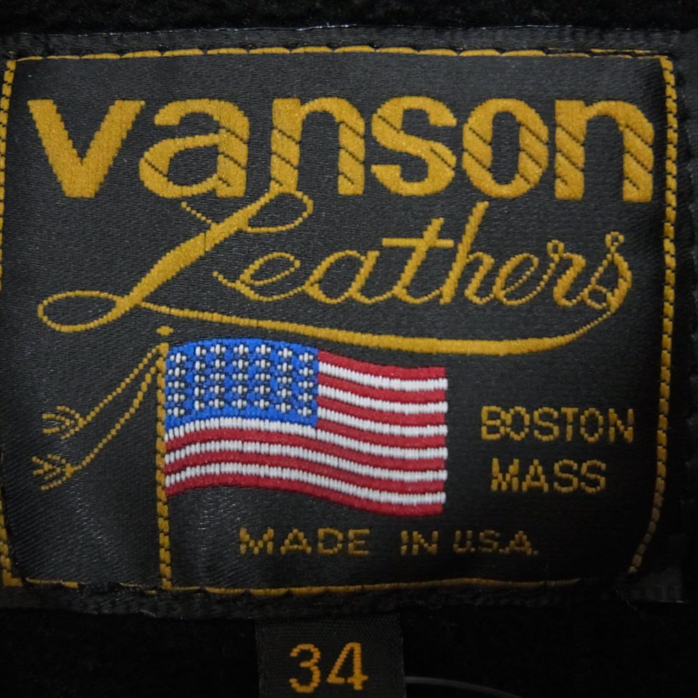 VANSON バンソン フリース ライナー付き シングル ライダース ジャケット ブラウン系 34【中古】