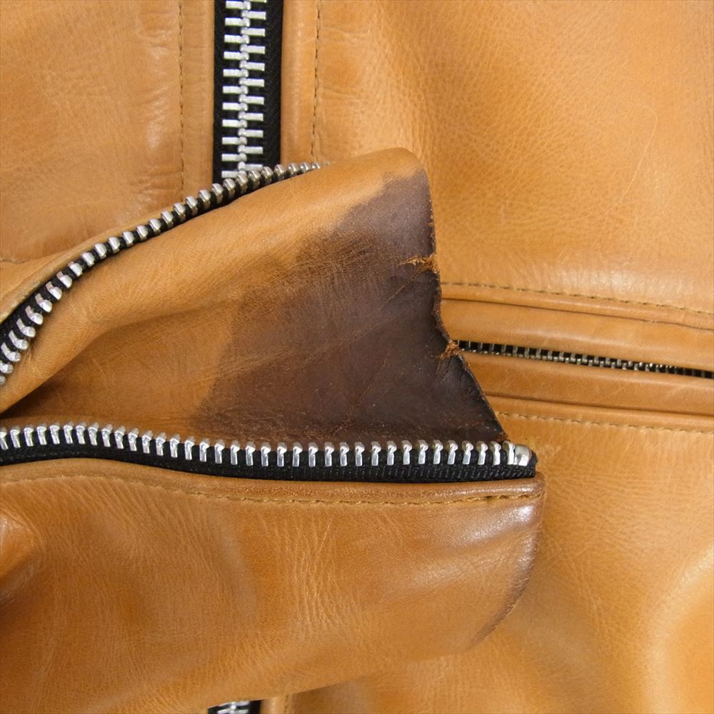 VANSON バンソン フリース ライナー付き シングル ライダース ジャケット ブラウン系 34【中古】