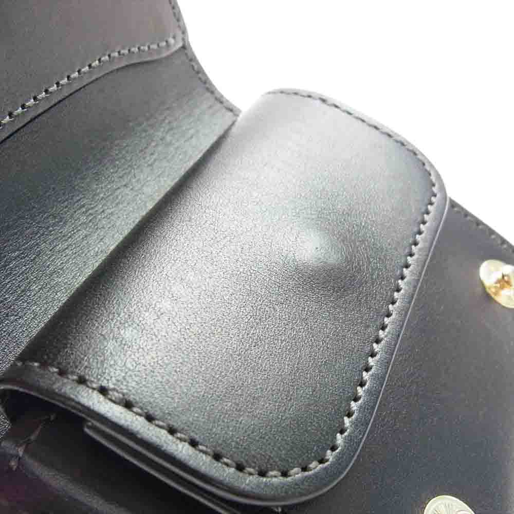 WILDSWANS ワイルドスワンズ CASA カーサ シェルコードバン イングリッシュブライドル 型押し 二つ折り ウォレット 財布 ブラック系【中古】
