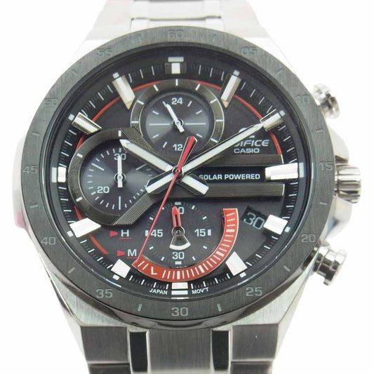 CASIO カシオ EQS-920DB-1AVCR EDIFICE クロックマンレフ タフソーラー エディフィス ソーラー クロノグラフ アナログ メンズウォッチ 腕時計 シルバー系 ブラック系【中古】