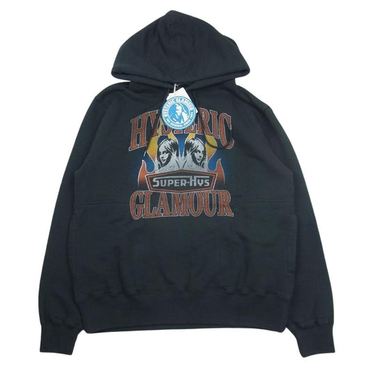 HYSTERIC GLAMOUR ヒステリックグラマー 02233CF13 FLARE WOMAN ガール プリント パーカー チャコール系 L【極上美品】【中古】