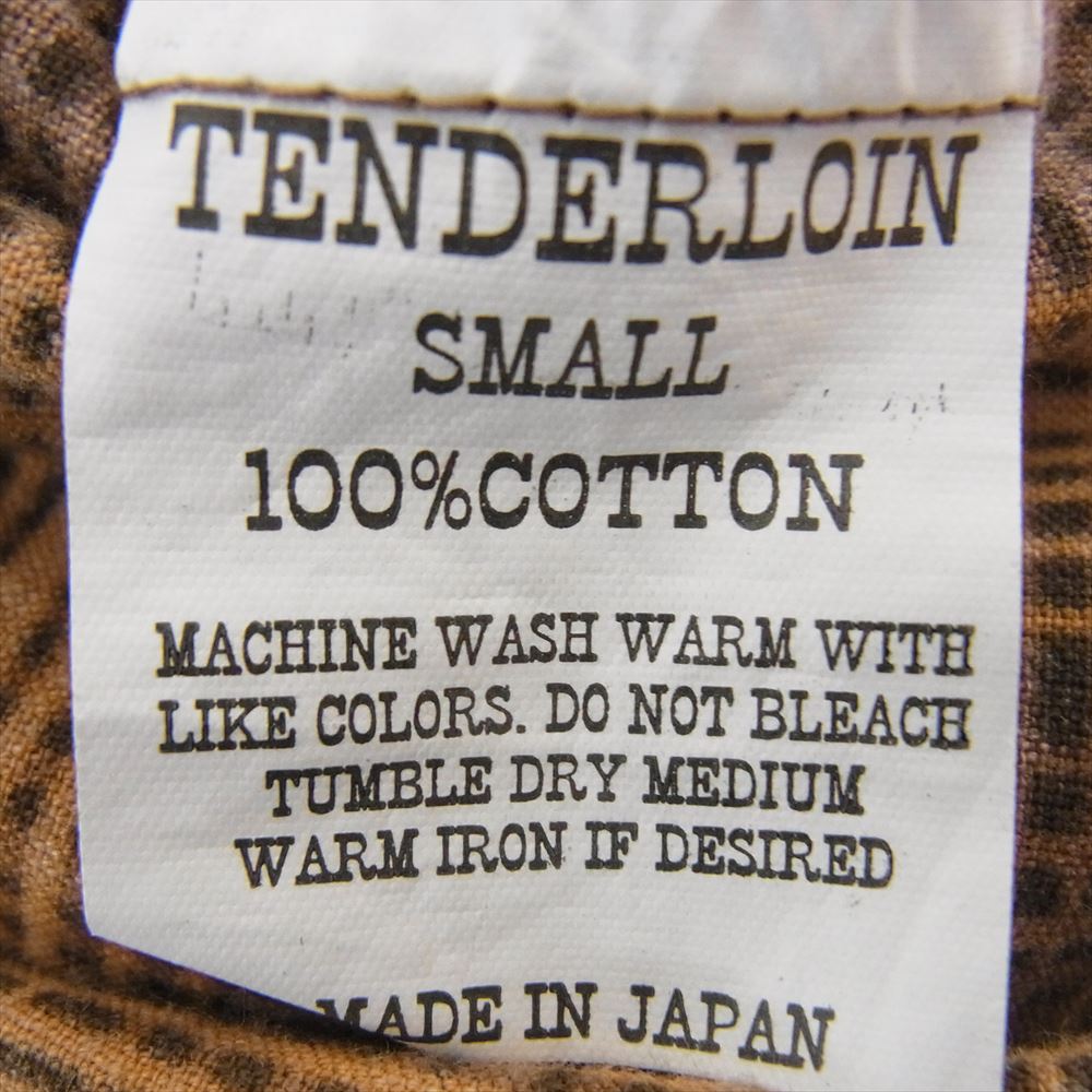 TENDERLOIN テンダーロイン プリントチェック フランネル シャツ 長袖 ブラウン系 S【中古】