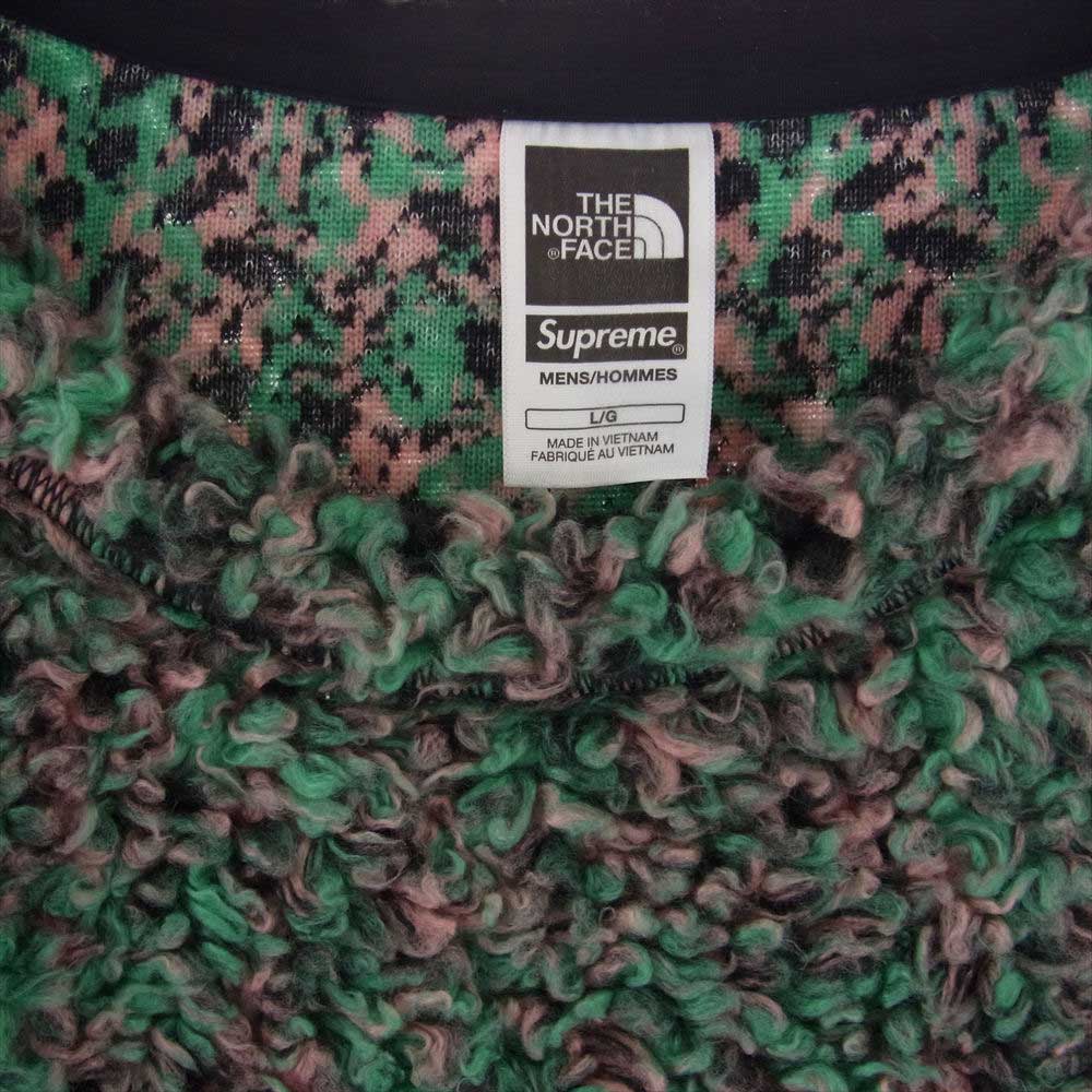 Supreme シュプリーム 23SS  × THE NORTH FACE ノースフェイス High Pile Fleece Pullover クルーネック フリース パイル スウェット マルチカラー系 L【美品】【中古】