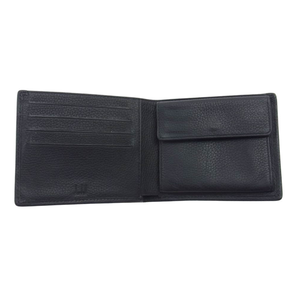 Dunhill ダンヒル ロゴ レザー 二つ折り ウォレット ブラック系【中古】