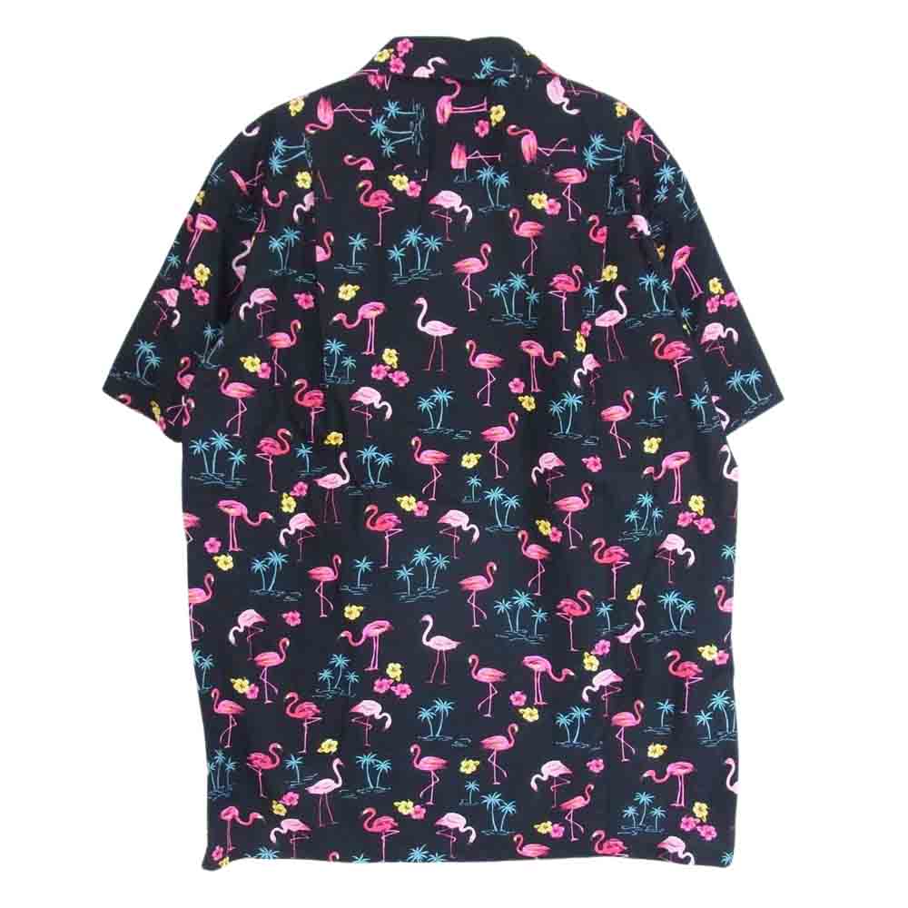 ロバート J クランシー 36708 RJC USA製 フラミンゴ 総柄 コットン アロハシャツ 半袖 ブラック系 M【中古】