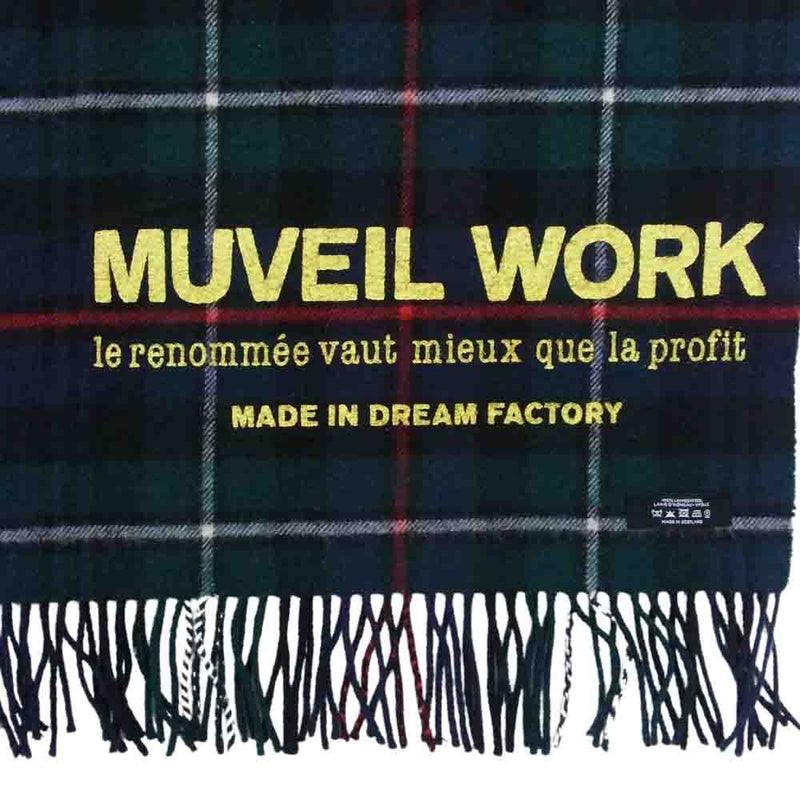 MUVEIL ミュベール チェック フリンジ マフラー ネイビー系【中古】