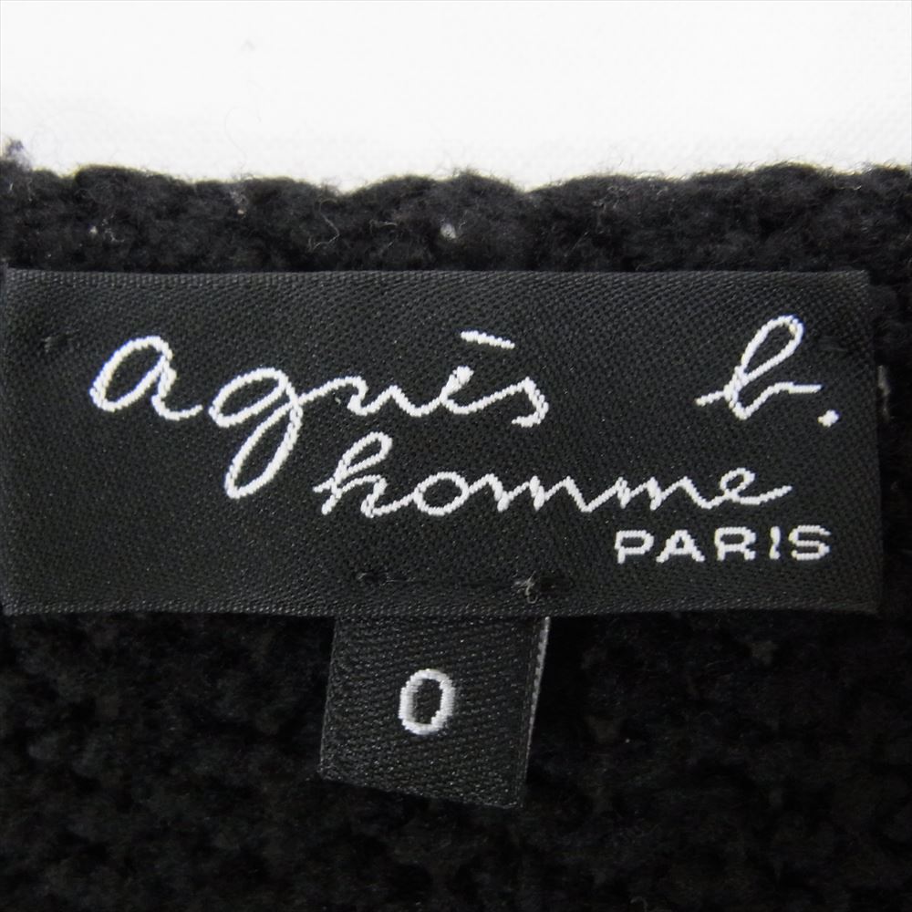 agnes b. アニエスベー 国内正規品 イタリア製 ウール混 ローゲージ Vネック ニット ブラック系【中古】