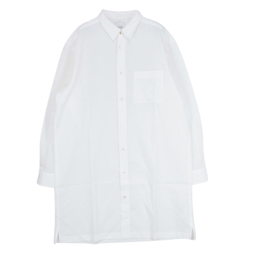 Paul Smith ポール・スミス 103329 672T リヨセル コットン ロングシルエット 長袖 シャツ ホワイト系 L【中古】