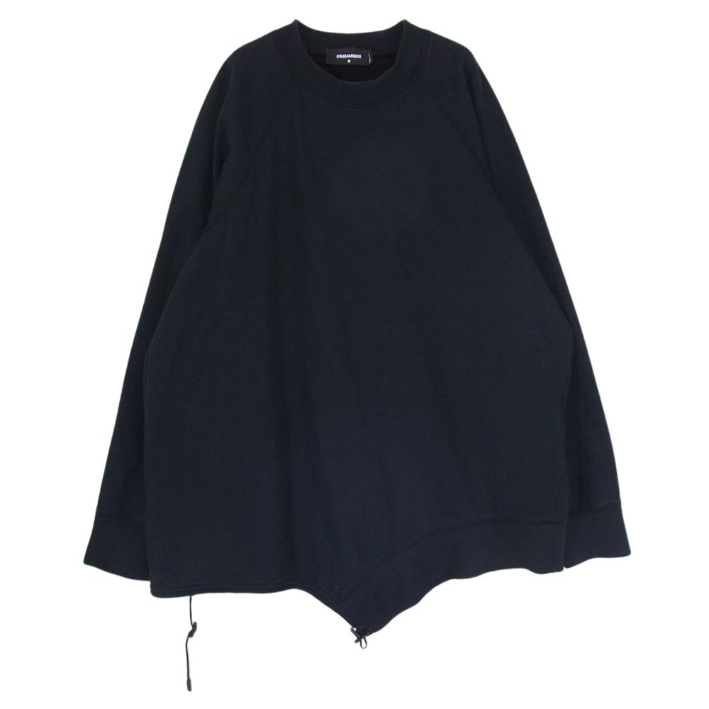 DSQUARED2 ディースクエアード 21SS S74GU0500 CARES CREWNECK SWEATSHIRT バックロゴプリント オーバーサイズ 変形 クルーネック スウェット ブラック系 M【中古】