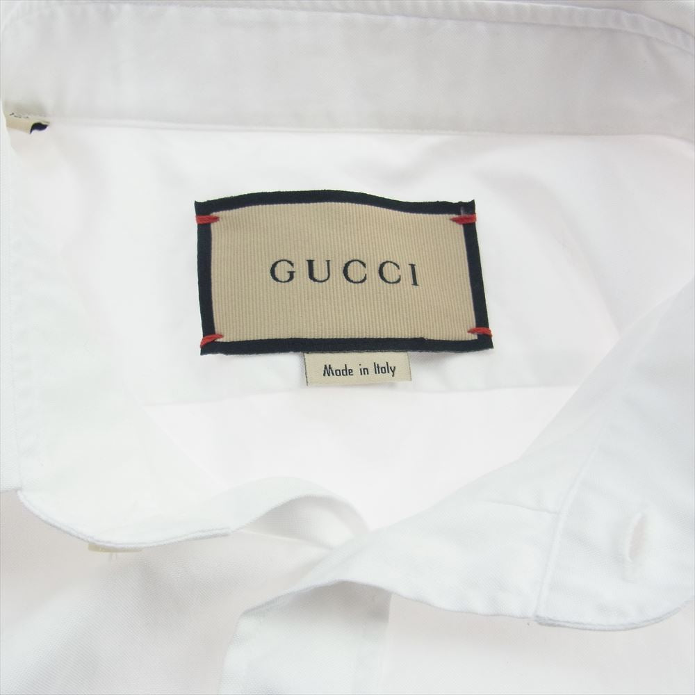 GUCCI グッチ 649696 ZAGIR White shirt with Gg embroidery ダブルG刺繍 コットン 長袖 シャツ ホワイト系 16【中古】