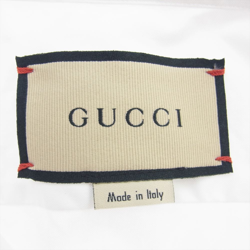 GUCCI グッチ 649696 ZAGIR White shirt with Gg embroidery ダブルG刺繍 コットン 長袖 シャツ ホワイト系 16【中古】