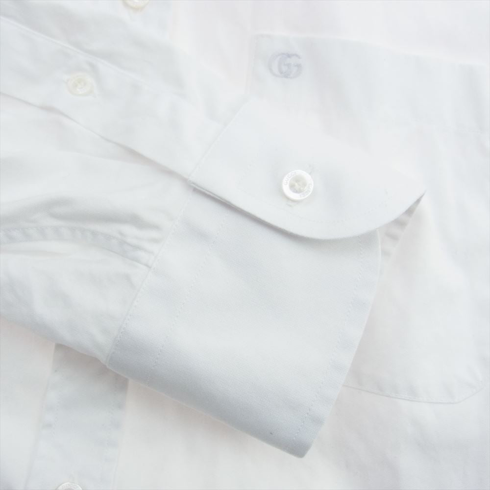 GUCCI グッチ 649696 ZAGIR White shirt with Gg embroidery ダブルG刺繍 コットン 長袖 シャツ ホワイト系 16【中古】