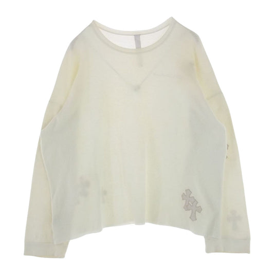 CHROME HEARTS クロムハーツ（原本無）  GRP Y NOT U OVRSZD PLV THRML グループワイノット クロスパッチ ロゴ刺繍 長袖 サーマル カットソー オフホワイト系 XL【中古】