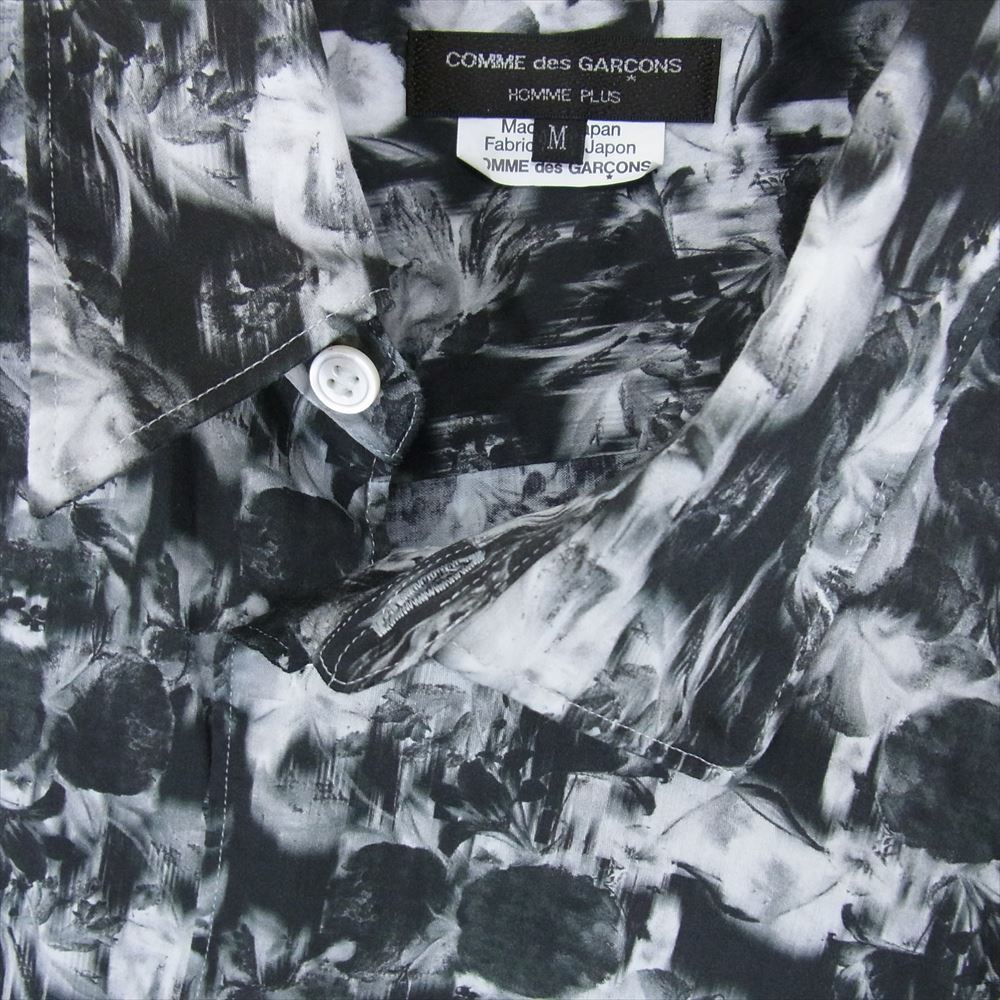 COMME des GARCONS HOMME PLUS コムデギャルソンオムプリュス PI-B009 アシンメトリー 再構築 レイヤード ロング 長袖 シャツ ブラウス ブラック系 M【中古】