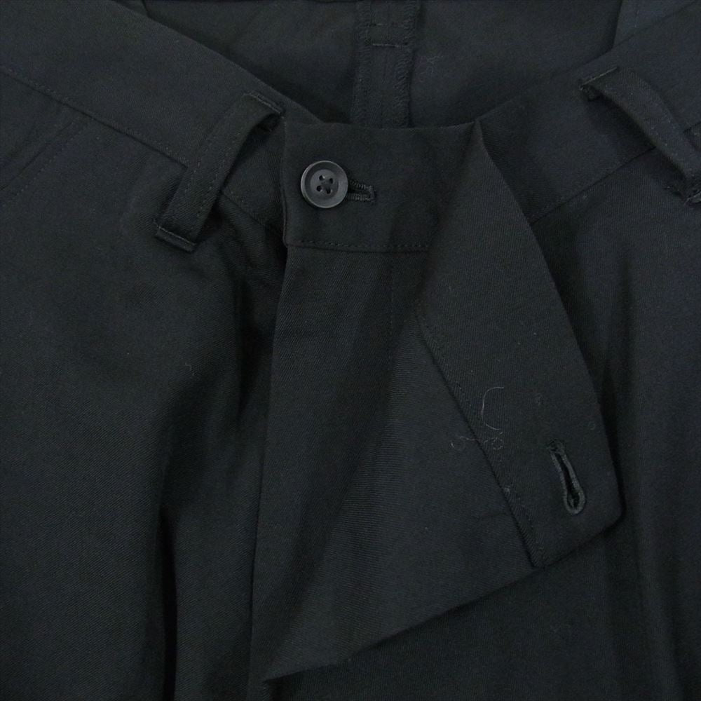 Yohji Yamamoto POUR HOMME ヨウジヤマモトプールオム 22AW HE-P14-100 W/GABARDINE LEFT TUCK PANTS ウールギャバジン アシンメトリー 左タックパンツ バルーンパンツ ブラック系 3【中古】