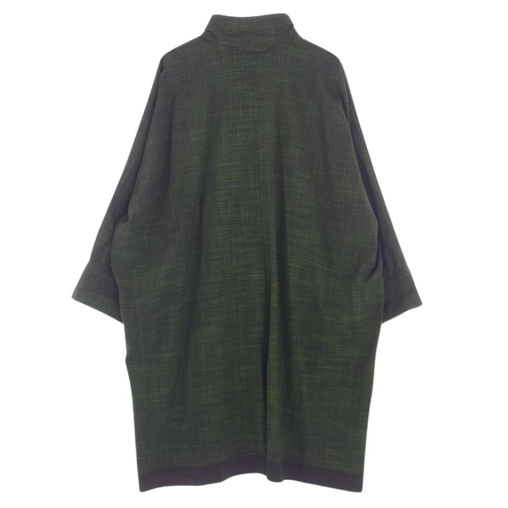 ISSEY MIYAKE イッセイミヤケ 18AW ME83FA041 顔料染め ウール100％ リバーシブル スタンドカラー コート グリーン系 ブラック系 １【中古】