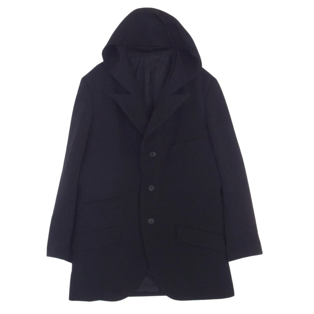 Yohji Yamamoto POUR HOMME ヨウジヤマモトプールオム 22AW HE-J31-100 W/GABARDINE HOODED JACKET ウールギャバジン ピークドラペル フード付き 3B テーラードジャケット ブラック系【中古】