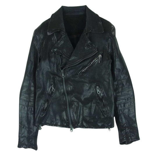 ISAMUKATAYAMA BACKLASH イサムカタヤマバックラッシュ 1057-03 カーフタンニン ダブル ライダース レザー ジャケット ブラック系 S【中古】