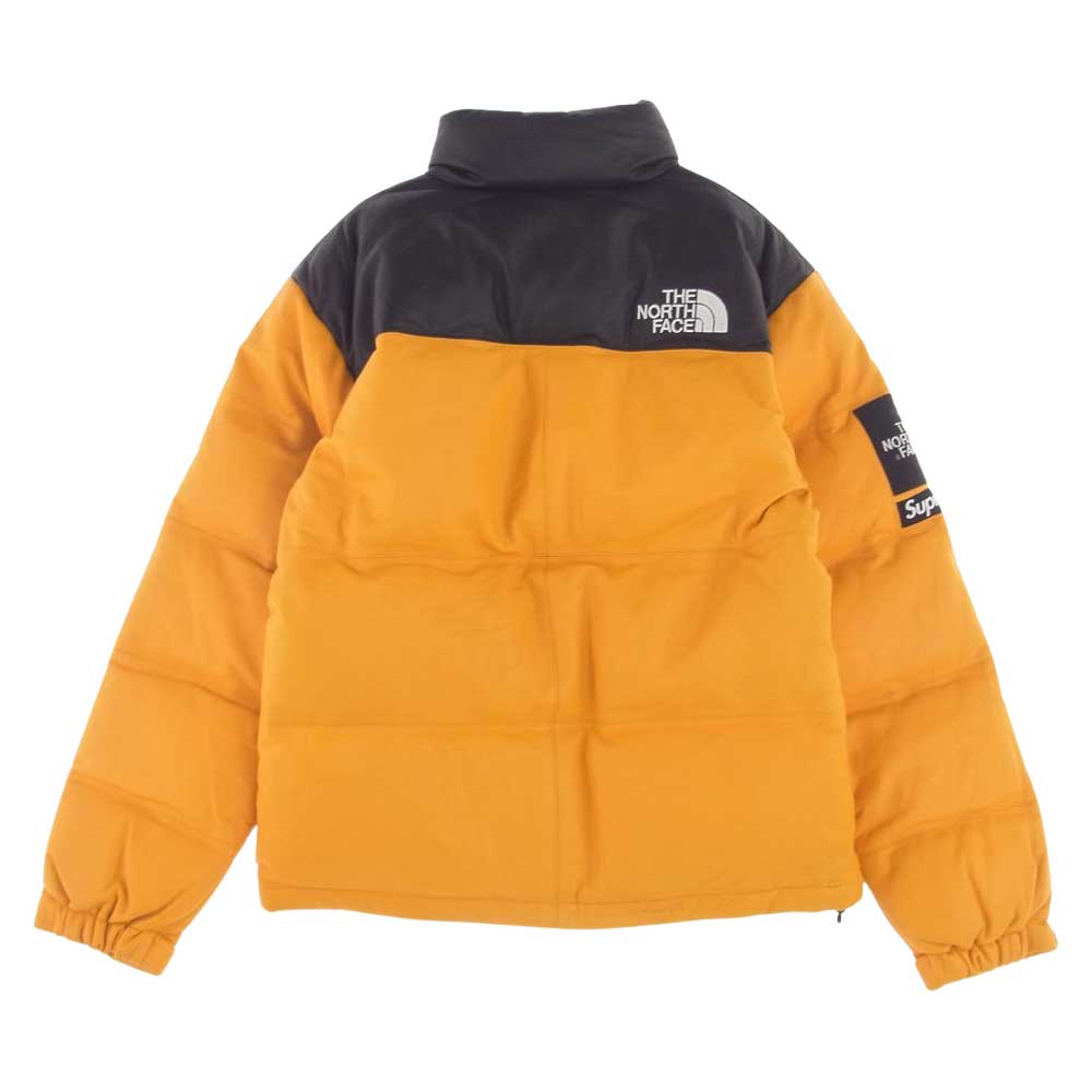 Supreme シュプリーム 17AW × THE NORTH FACE ノースフェイス Leather Nuptse Jacket レザー ヌプシ ダウン ジャケット イエロー系【美品】【中古】