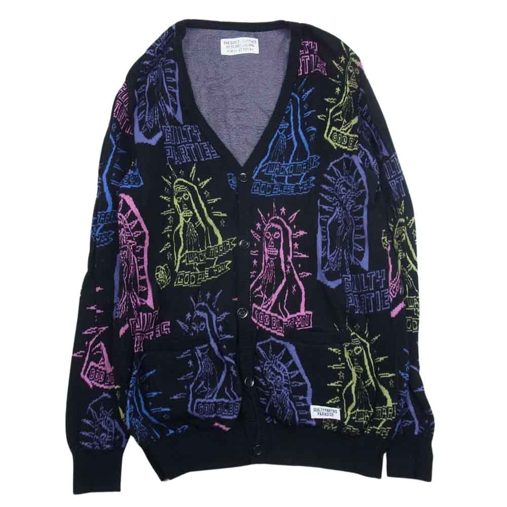 WACKO MARIA ワコマリア 21SS-WMK-KN17 MARIA JACQUARD CARDIGAN マリア ジャガード カーディガン グレー系 M【中古】
