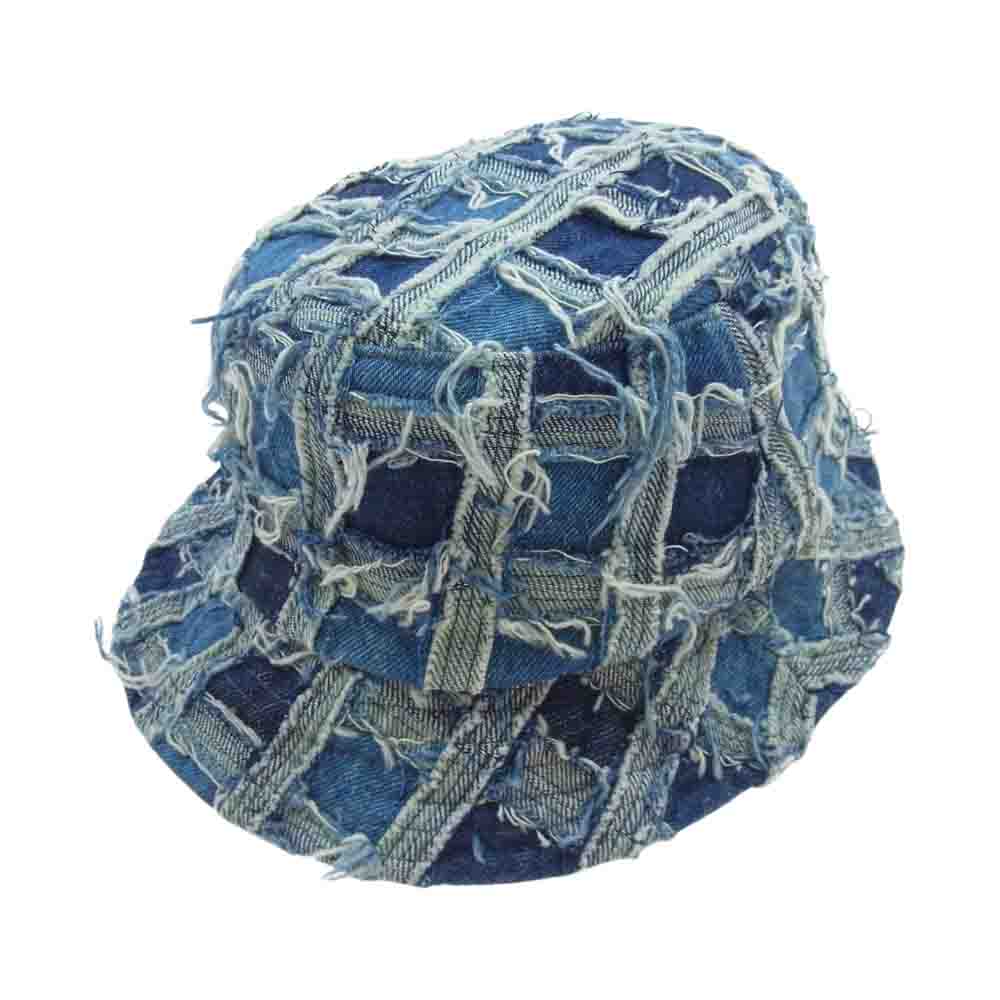 Supreme シュプリーム 23SS Frayed Patchwork Denim Crusher フリンジ パッチワーク デニム クラッシャー バケット ハット インディゴブルー系 M/L【新古品】【未使用】【中古】