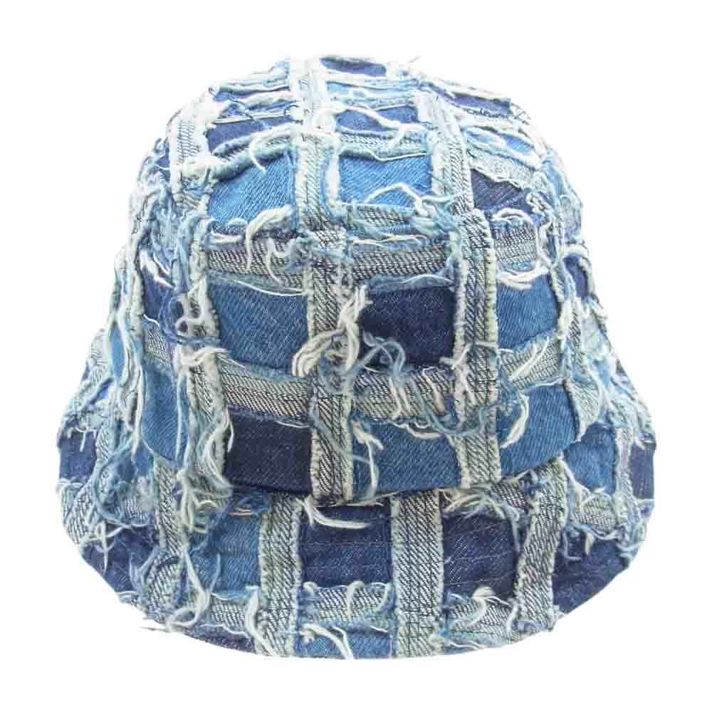 Supreme シュプリーム 23SS Frayed Patchwork Denim Crusher フリンジ パッチワーク デニム クラッシャー バケット ハット インディゴブルー系 M/L【新古品】【未使用】【中古】