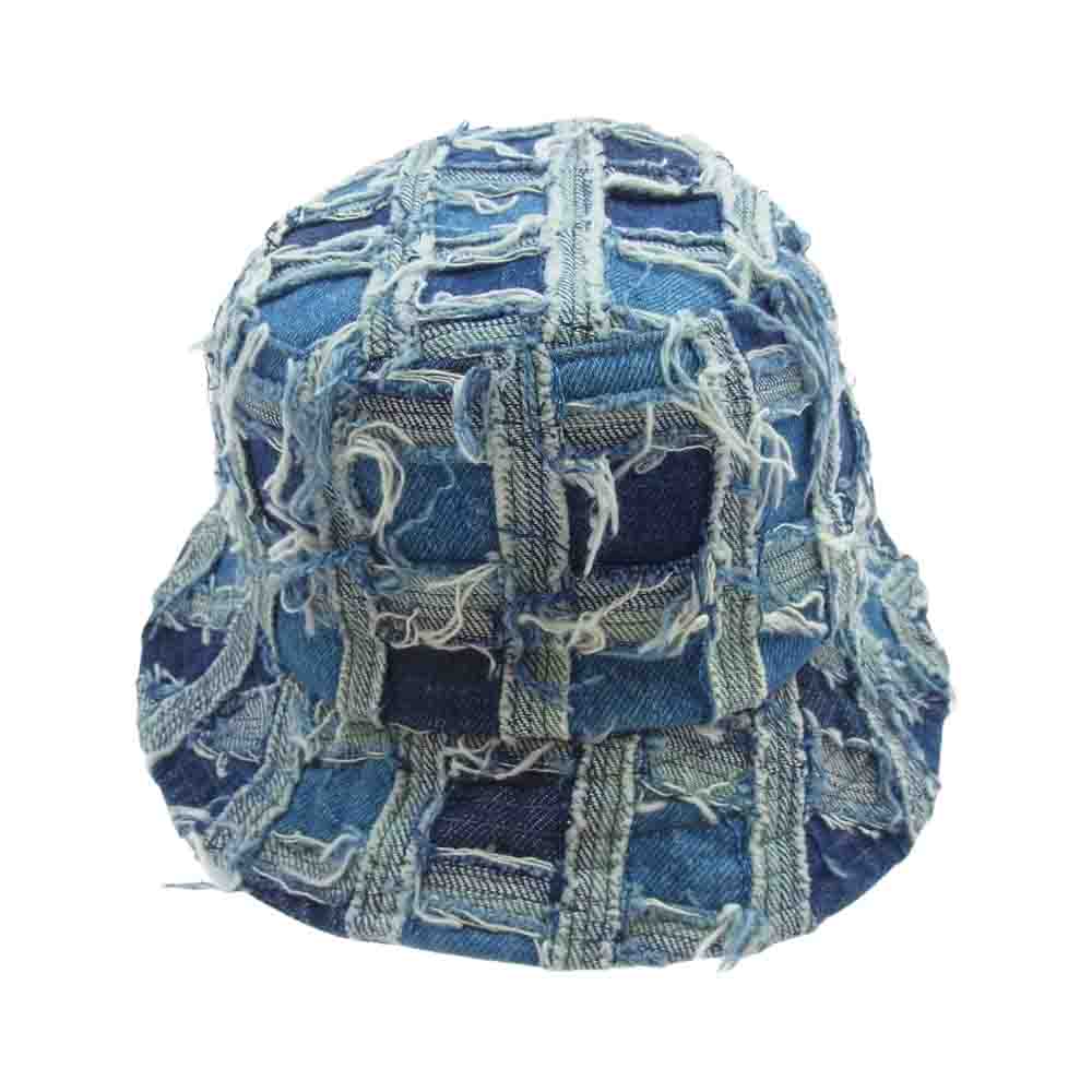 Supreme シュプリーム 23SS Frayed Patchwork Denim Crusher フリンジ パッチワーク デニム クラッシャー バケット ハット インディゴブルー系 M/L【新古品】【未使用】【中古】