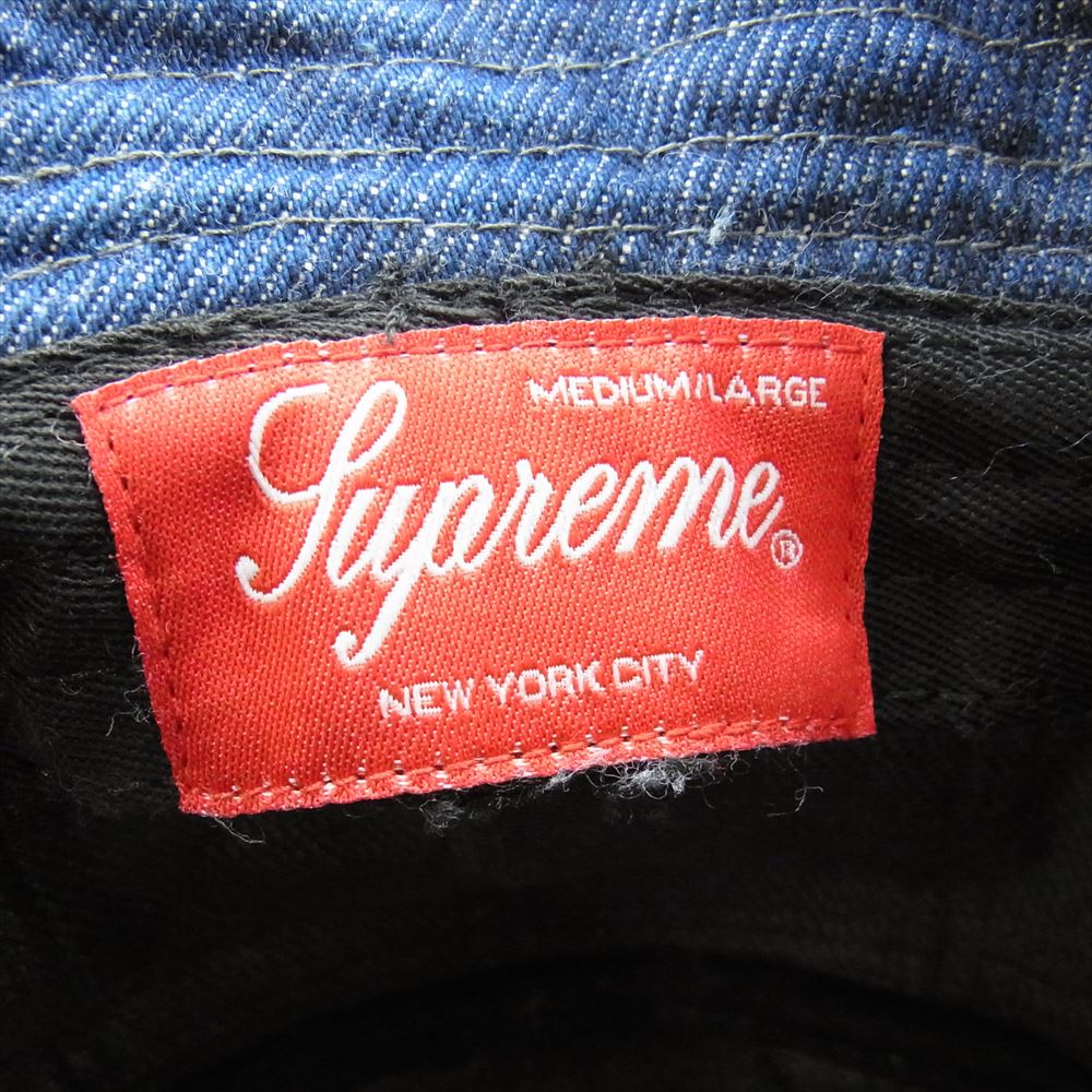 Supreme シュプリーム 23SS Frayed Patchwork Denim Crusher フリンジ パッチワーク デニム クラッシャー バケット ハット インディゴブルー系 M/L【新古品】【未使用】【中古】