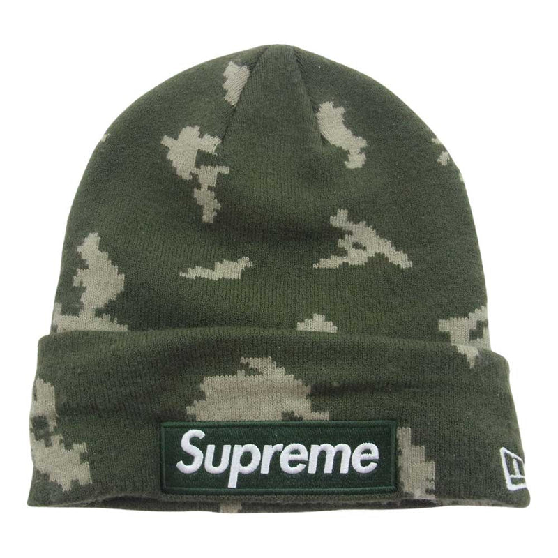 Supreme シュプリーム 21AW × New Era Box Logo Beanie ボックスロゴ ニューエラ ビーニー ニットキャップ デジタルカモ モスグリーン系【中古】