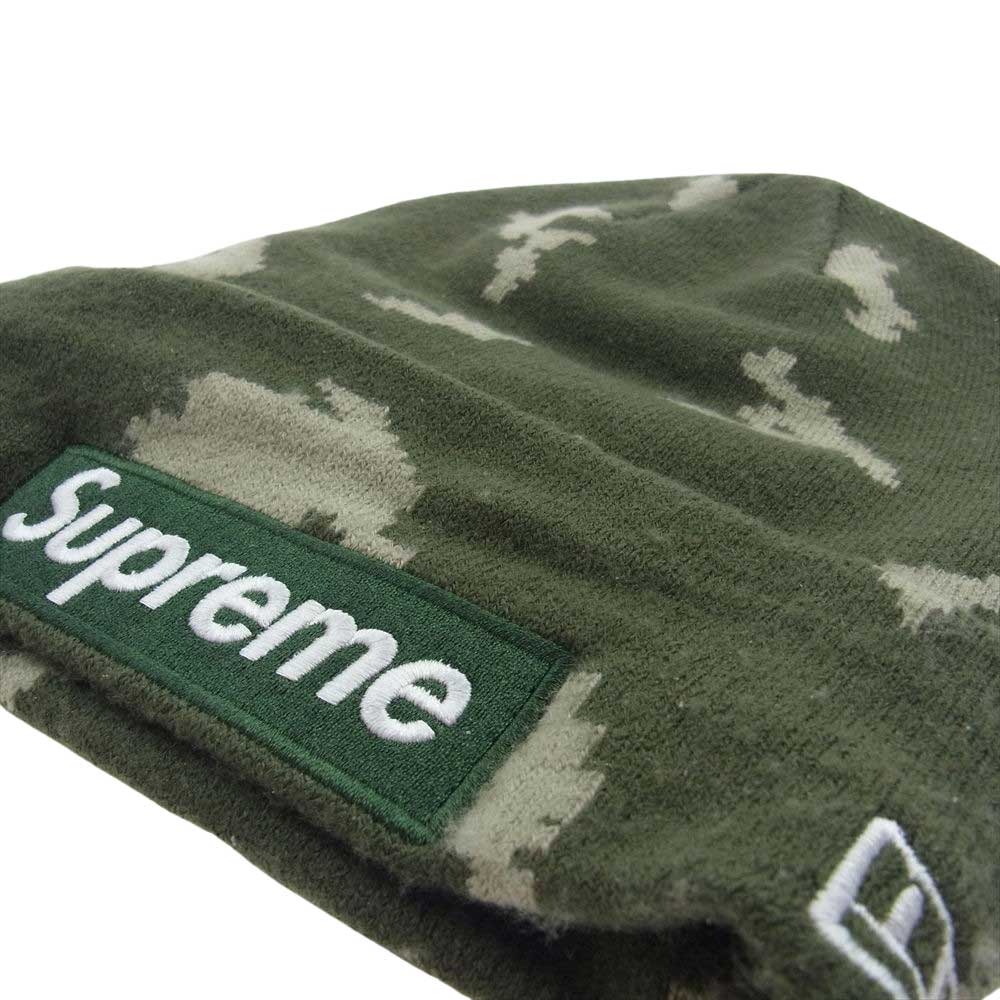 Supreme シュプリーム 21AW × New Era Box Logo Beanie ボックスロゴ ニューエラ ビーニー ニットキャップ デジタルカモ モスグリーン系【中古】