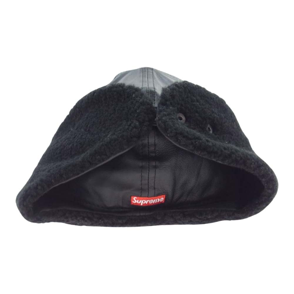 Supreme シュプリーム 22AW × New Era Leather Earflap Box Logo レザー イヤーフラップ ボックス ロゴ ニューエラ キャップ 帽子 ブラック系 7.375【中古】