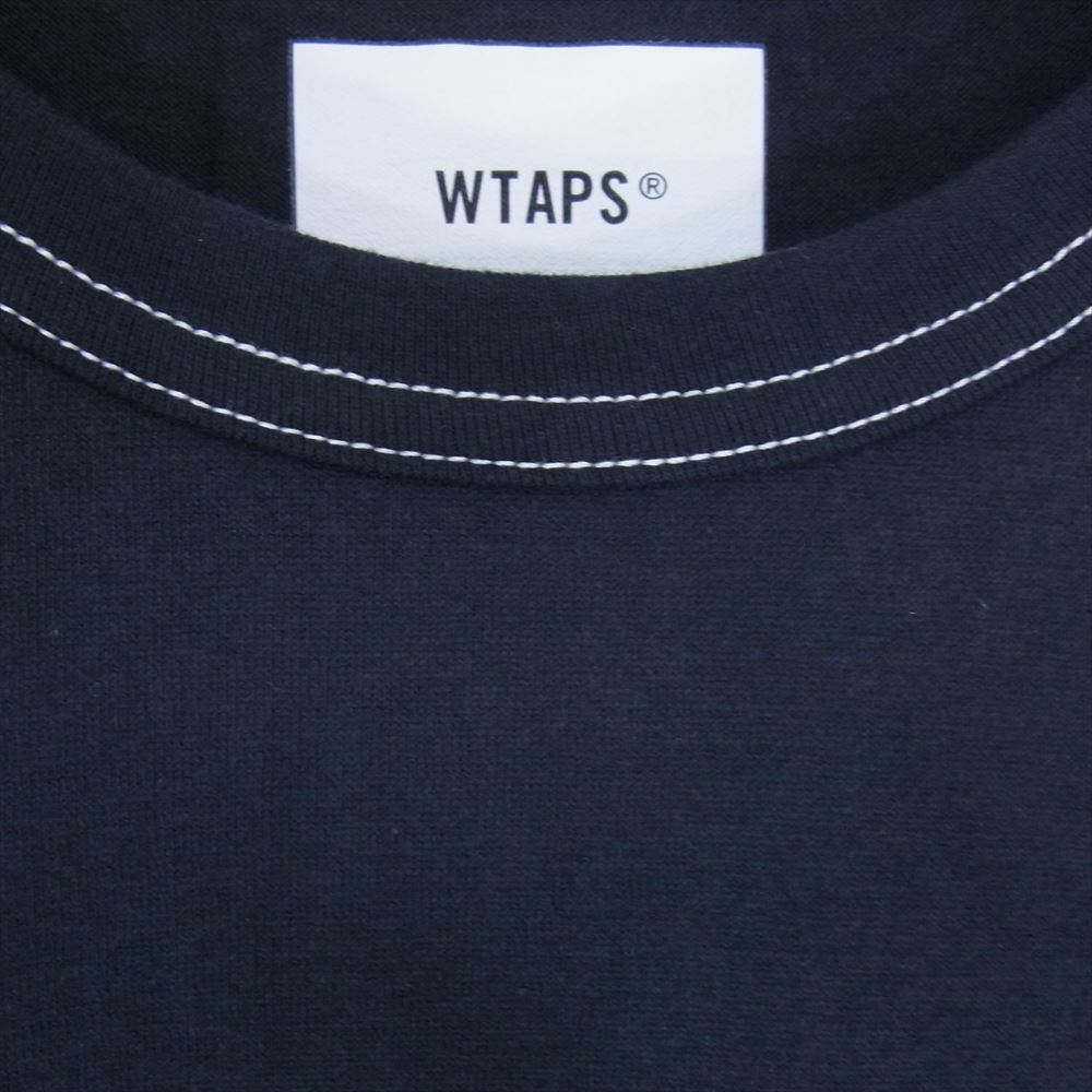WTAPS ダブルタップス 21AW 212ATDT-CSM27 ACADEMY SS／COTTON アカデミー ロゴ プリント Tシャツ 半袖 ネイビー系 03【中古】