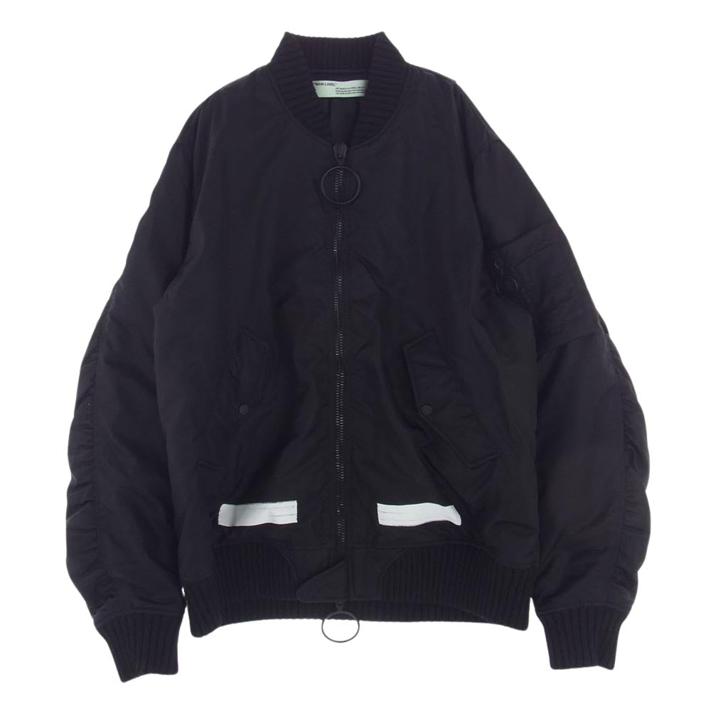 OFF-WHITE オフホワイト 17AW OMEA026F17578017 Brushed Bomber Jacket クロスド アロー ブラシ プリント ボンバー ジャケット ブラック系 L【中古】