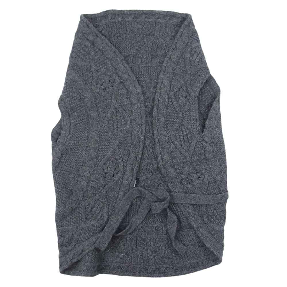tricot COMME des GARCONS トリココムデギャルソン TF-N035 ケーブル ニット ベスト ポンチョ ケープ グレー系 サイズ表記無【中古】