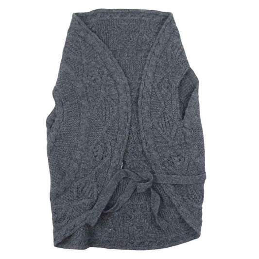 tricot COMME des GARCONS トリココムデギャルソン TF-N035 ケーブル ニット ベスト ポンチョ ケープ グレー系 サイズ表記無【中古】