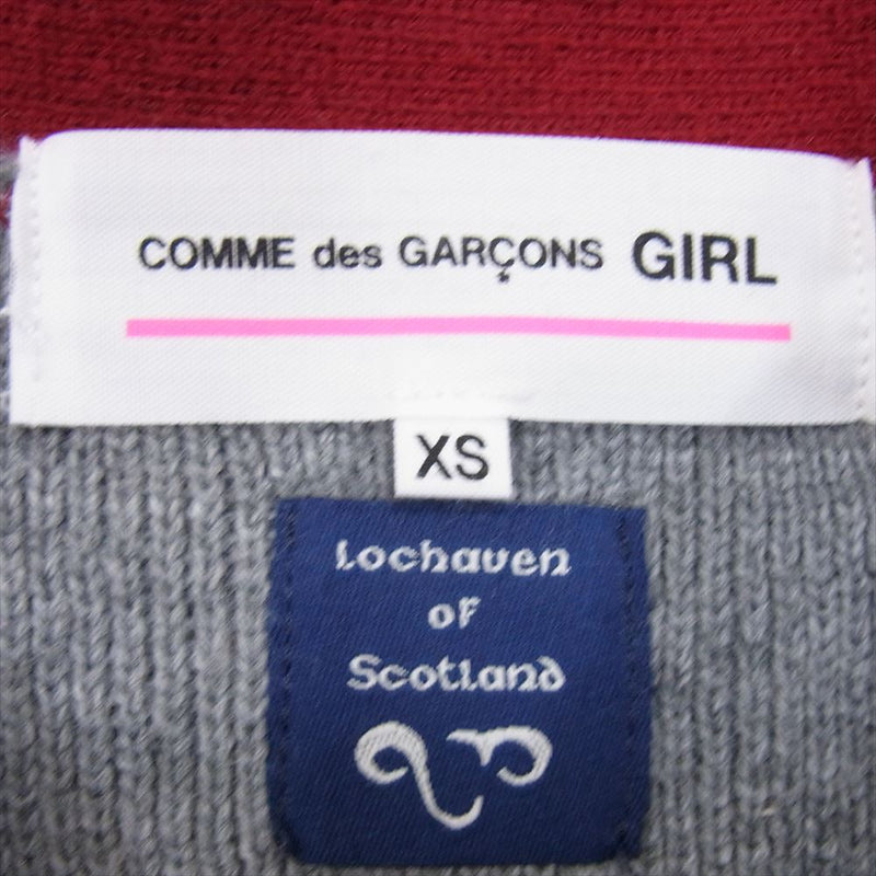 COMME des GARCONS コムデギャルソン AD2019 ND-N008  GIRL ガール × Lochaven of Scotland ニット カーディガン グレー系 XS【中古】