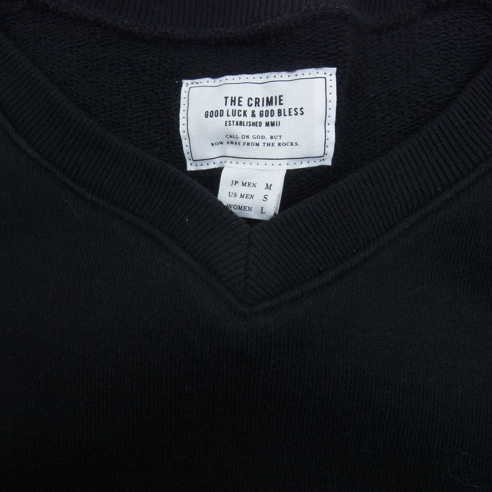 CRIMIE クライミー Vネック ポケット スウェット トレーナー ブラック系 M【中古】
