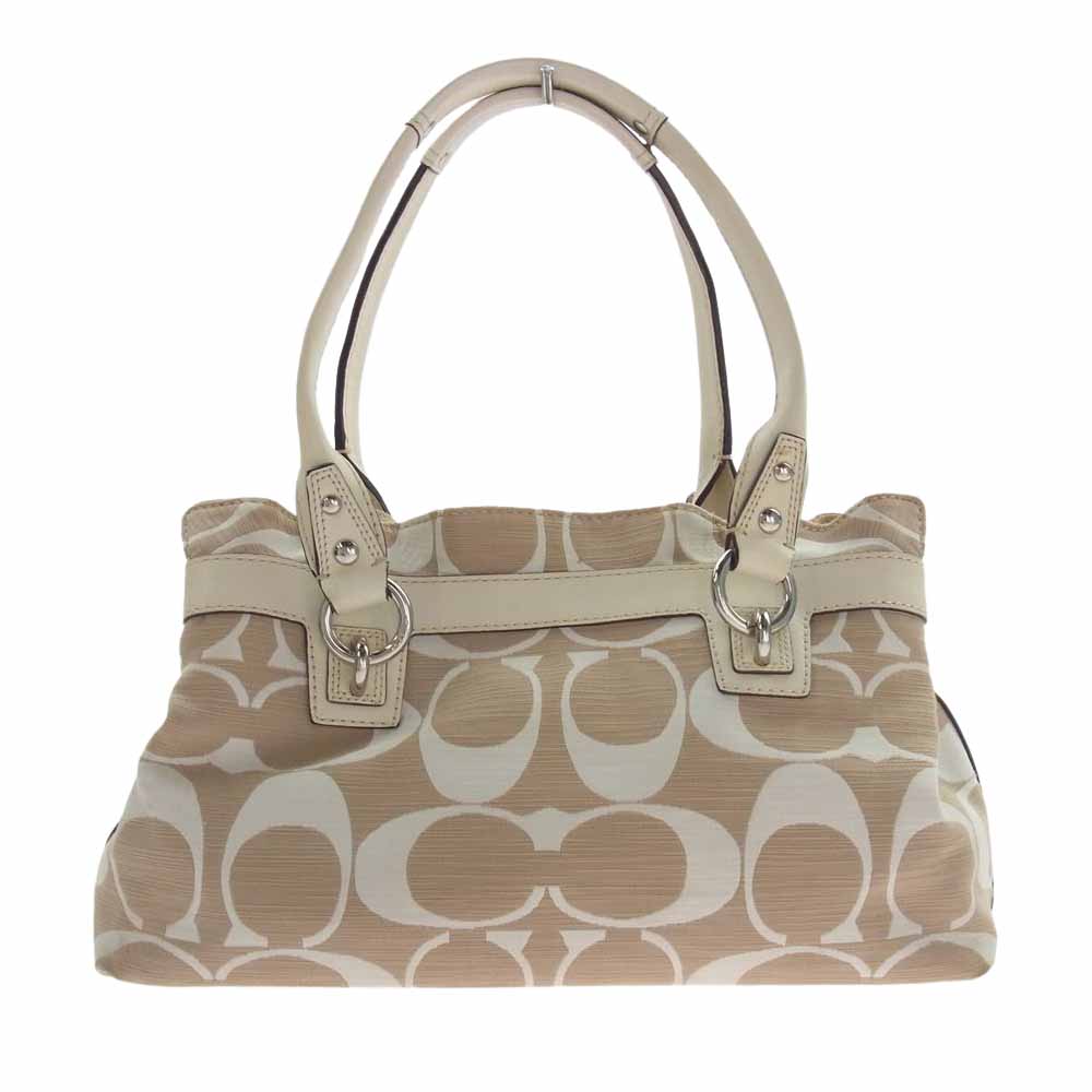 COACH コーチ A0993-13290 シグネチャー ハンドバッグ セミ ショルダー バッグ ベージュ系【中古】