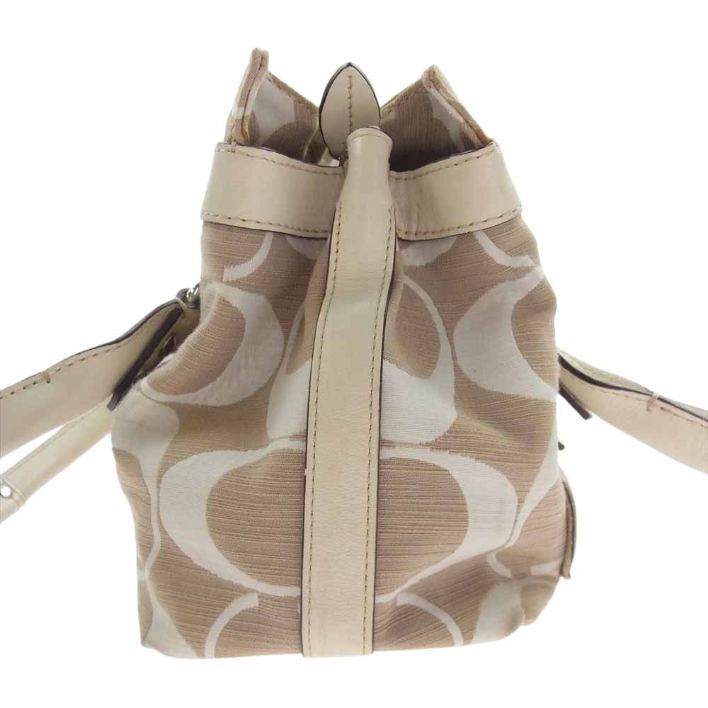 COACH コーチ A0993-13290 シグネチャー ハンドバッグ セミ ショルダー バッグ ベージュ系【中古】