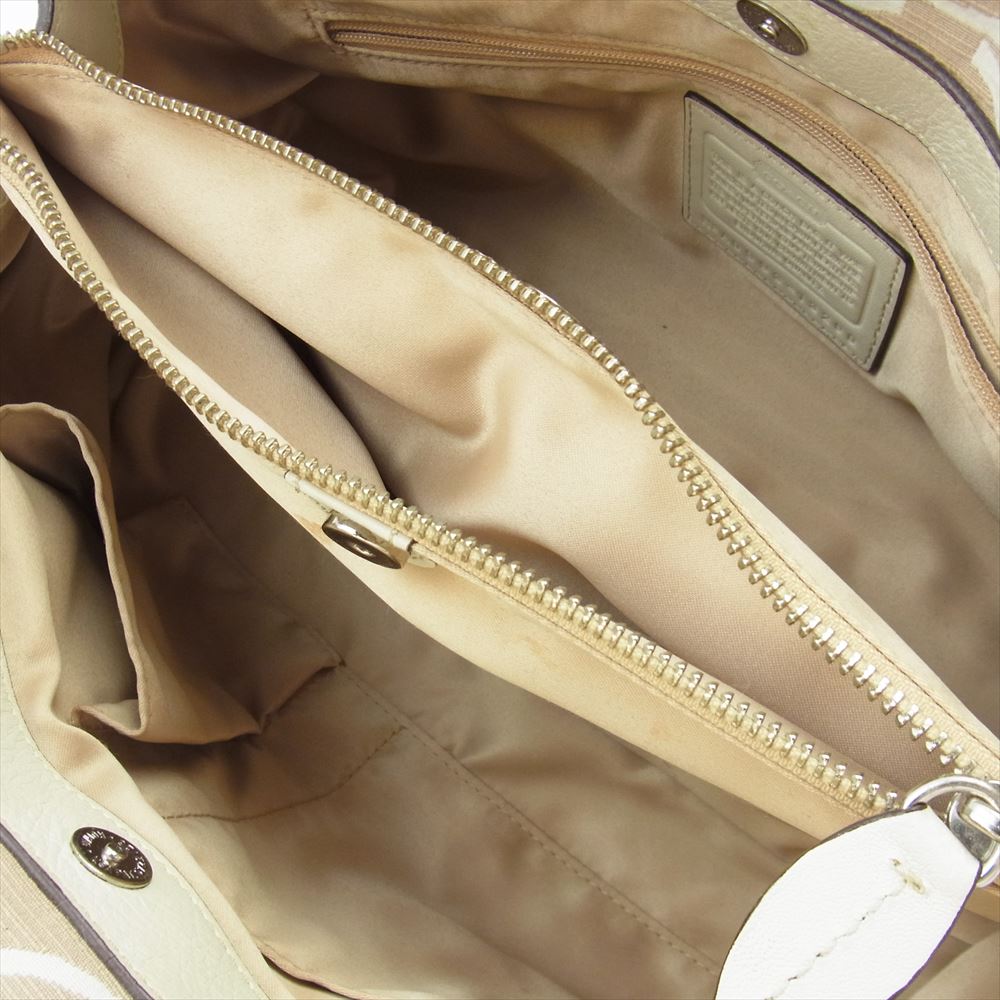 COACH コーチ A0993-13290 シグネチャー ハンドバッグ セミ ショルダー バッグ ベージュ系【中古】