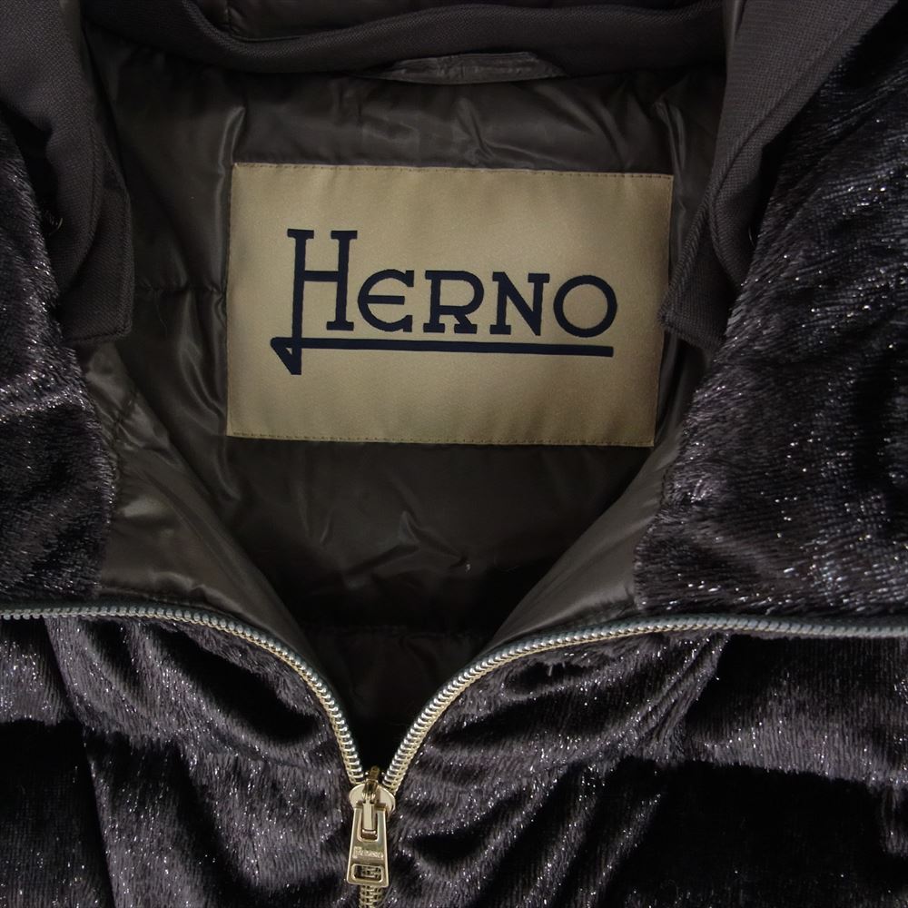 Herno ヘルノ PI1005D-15019-9480 異素材 切替 メタリック コンビ マテリアル ダウン コート   ブラウン系 46【美品】【中古】