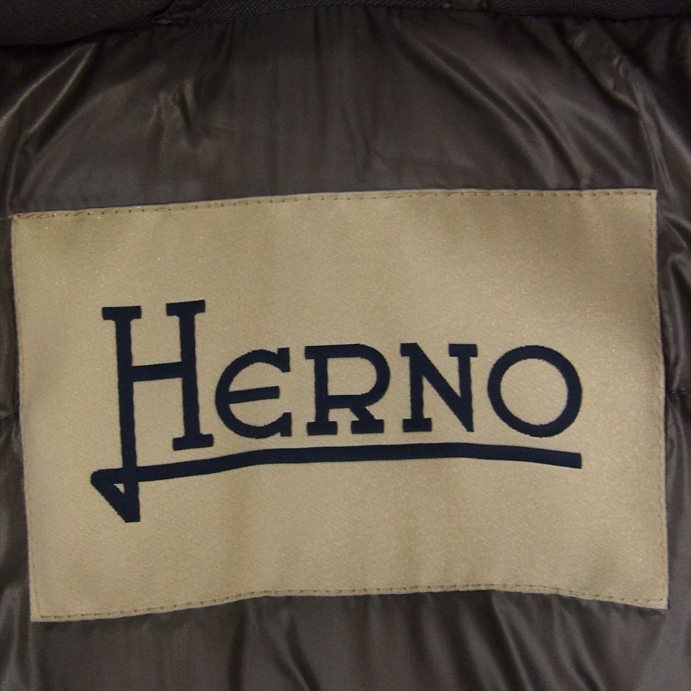Herno ヘルノ PI1005D-15019-9480 異素材 切替 メタリック コンビ マテリアル ダウン コート   ブラウン系 46【美品】【中古】