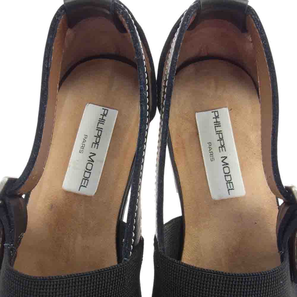 フィリップモデル レザー サンダル ミュール シューズ ブラック系 40【中古】