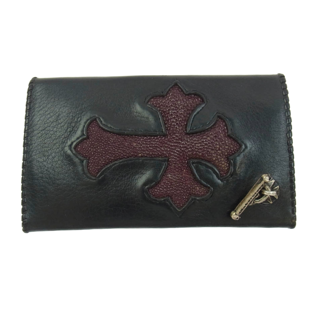 GABOR ガボール ガボラトリー ギャランティ付属 スティングレイ クロス アトリエマークボタン スカルTバー付き バッファロー ロング ウォレット 財布【中古】