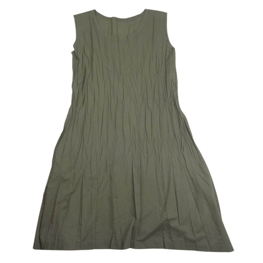 PLEATS PLEASE プリーツプリーズ イッセイミヤケ PP93-PH975 シワ加工 ノースリーブ ワンピース カーキ系 4【中古】