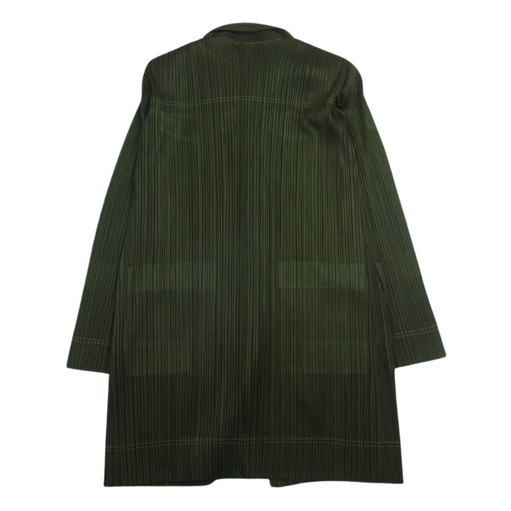 PLEATS PLEASE プリーツプリーズ イッセイミヤケ PP73-JA426 プリーツ加工 ダブルブレスト ポケット コート カーキ系 3【中古】